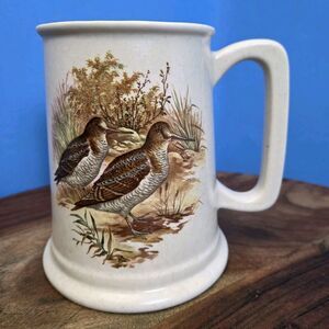 VTG hyalyn Art Pottery Pubware Mug 20oz Artist Rendering Snipes Marsh Buff/Brown